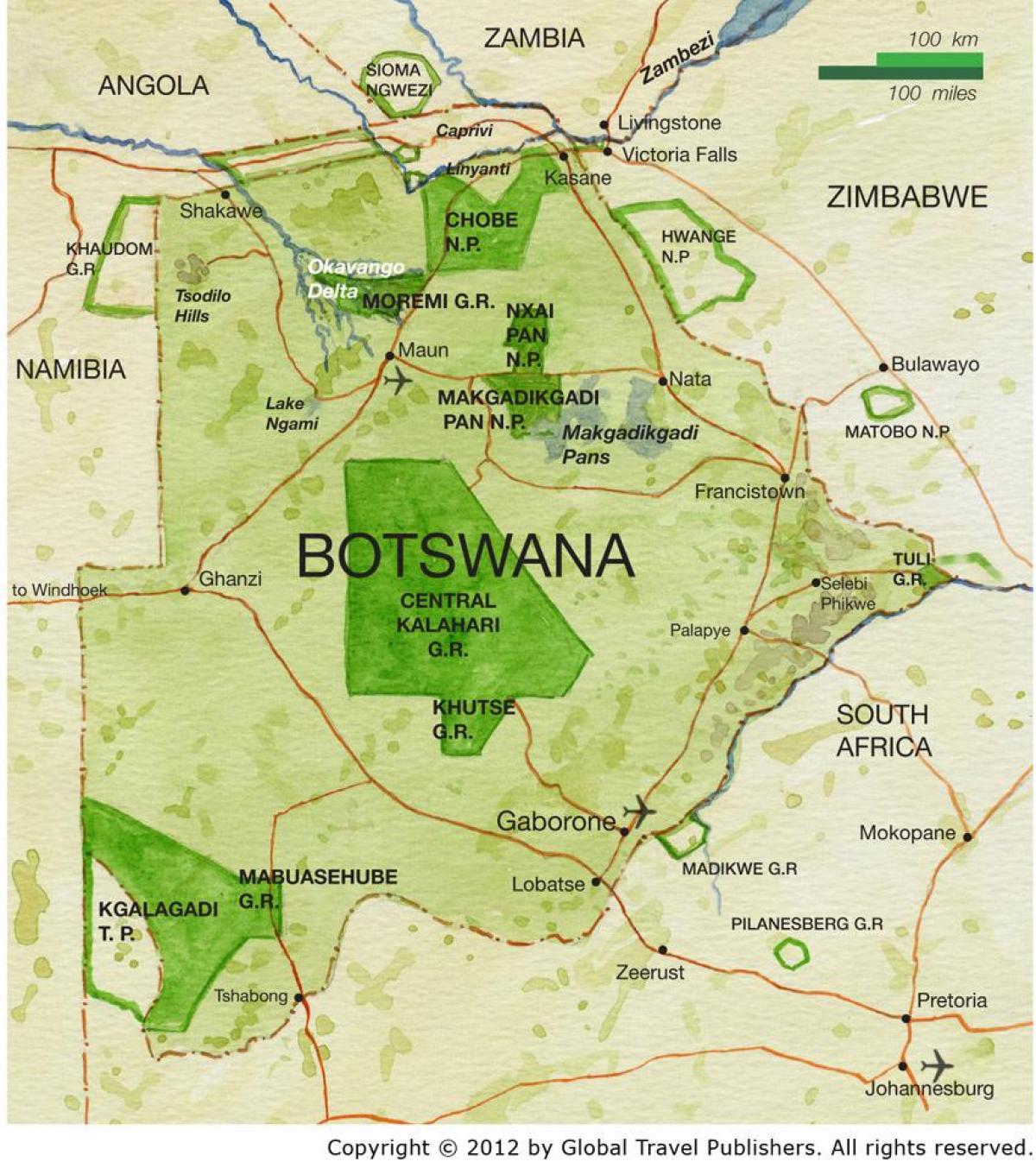 kat jeyografik nan Botswana jwèt rezèv