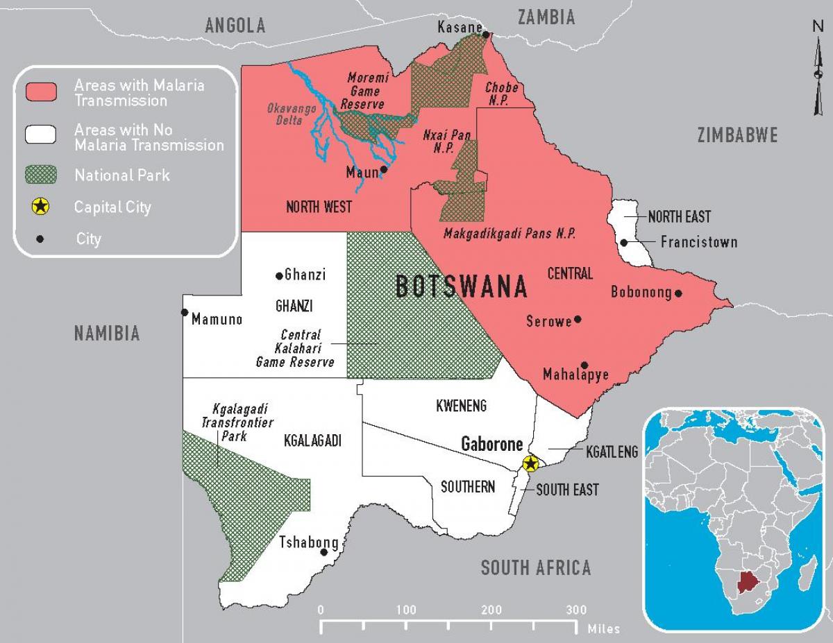 kat jeyografik nan Botswana malarya