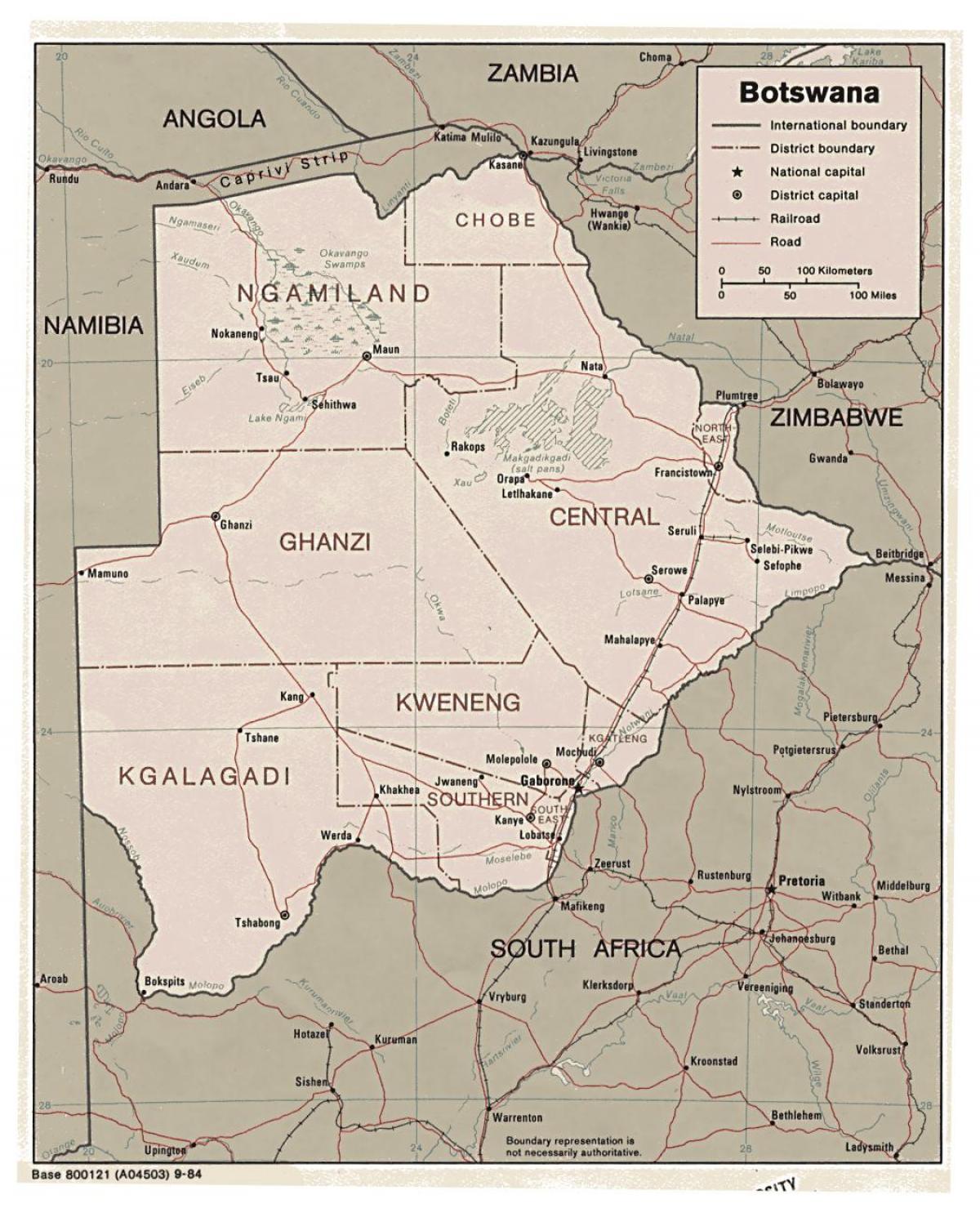 detaye kat jeyografik nan Botswana